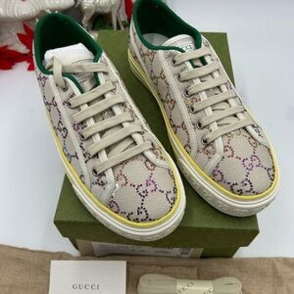 Women's Gucci tennis 1977 low top sneakers in canvas with multicolor crystals 40 - Picture 12 of 12